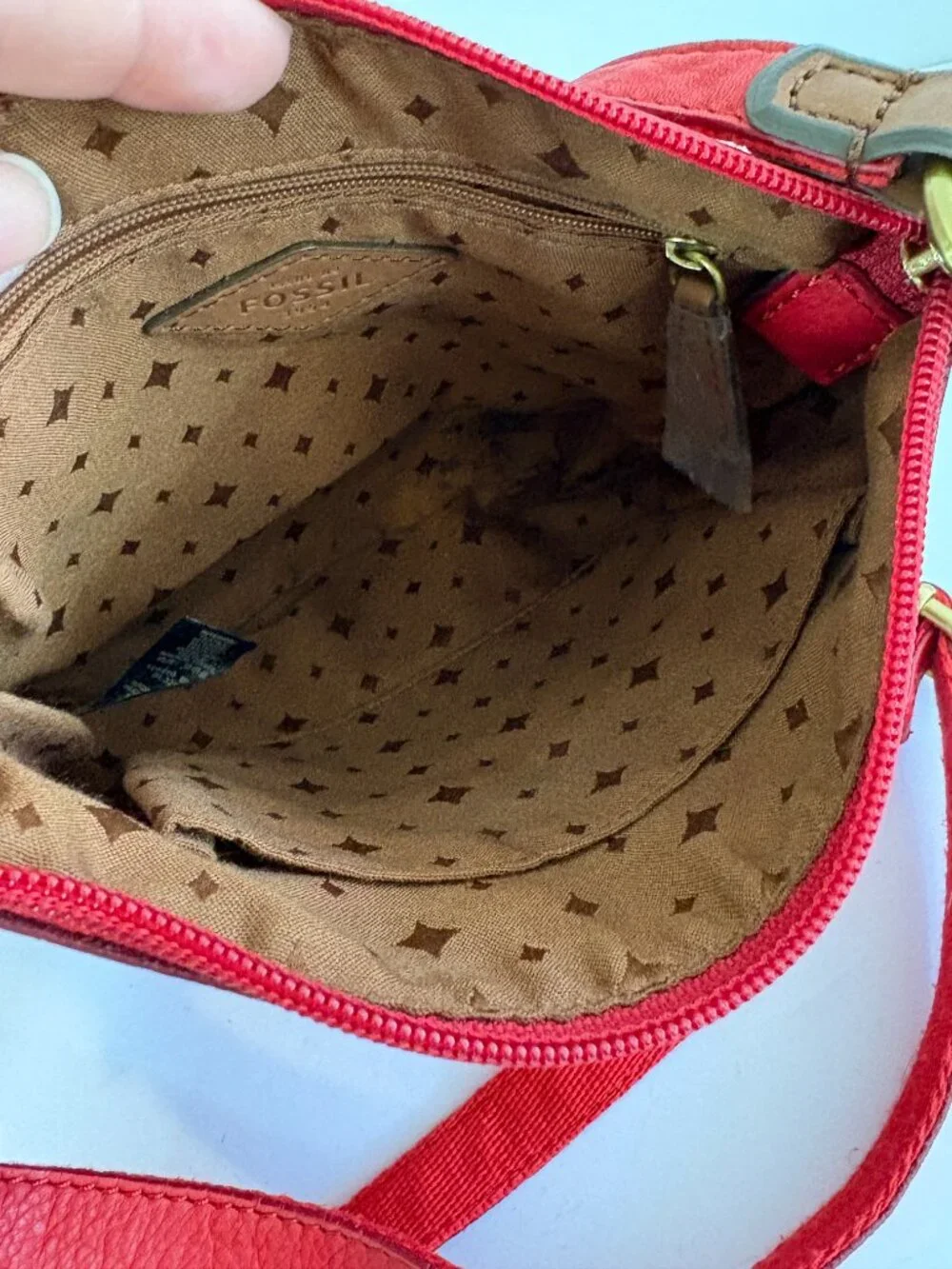 Fossil Red Leather Crossbody Purse